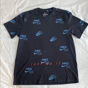 Men’s Black and Blue Nike Logo Graphic Tee